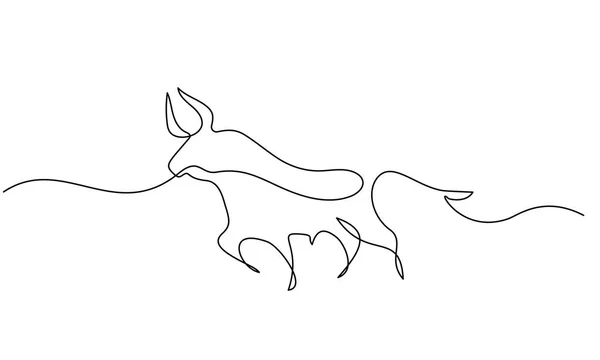 Непрерывный рисунок одной линии. Икона быка — стоковый вектор