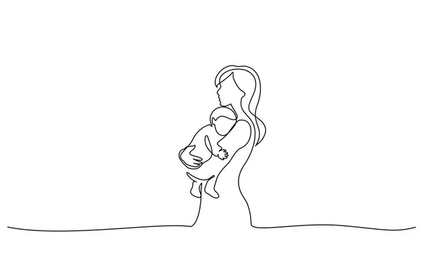 Frau hält ihr Baby mit Luftballons fest — Stockvektor