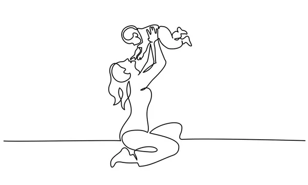Žena držet své dítě s balónky — Stockový vektor