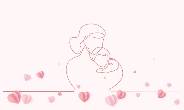 Nő tartsa a babát léggömbök — Stock Vector