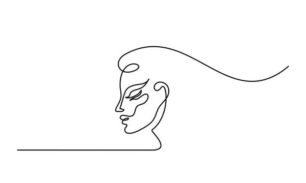 Cirugía plástica de la mujer icono de la línea facial — Vector de stock