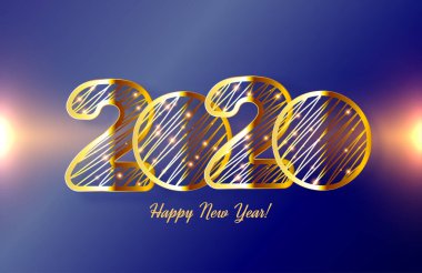 Gerçekçi Glow Altın 3d 2020 Yeni Yıl kartı