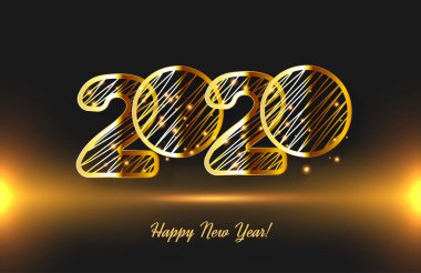 Gerçekçi Glow Altın 3d 2020 Yeni Yıl kartı