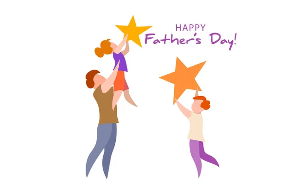 Happy fathers day card. Paper cut style — Stock Vector