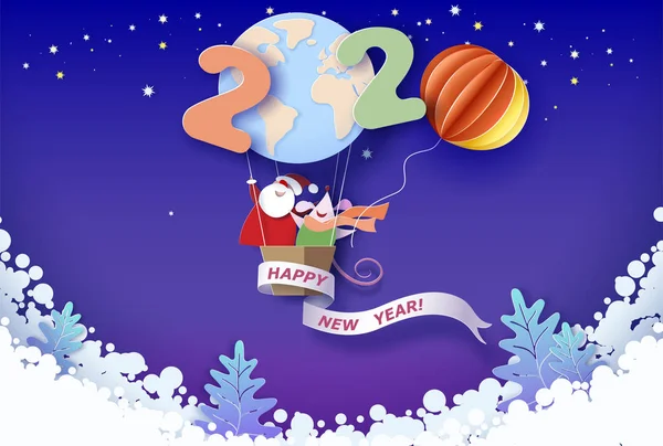 Vacances 2020 design Nouvel An et carte de Noël — Image vectorielle