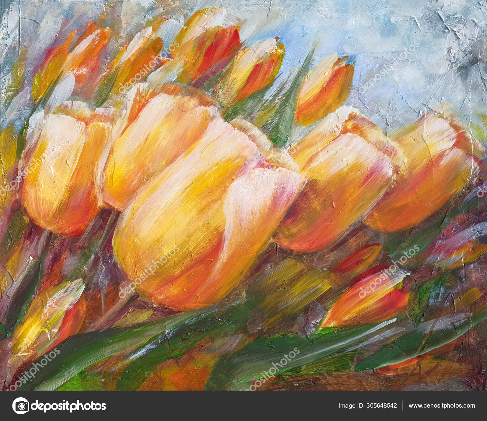 Yellow Tulips Garden Oil Painting On Canvas Stock Photo Image By C Valenty Yellow Tulips Garden Oil Painting On Canvas Stock Photo Image By C Valenty