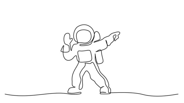 Astronaute logo une ligne continue dessin vectoriel — Image vectorielle