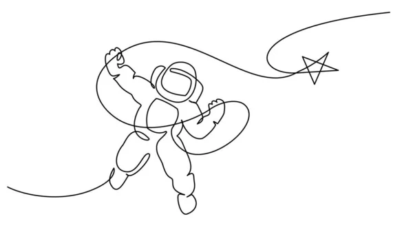 Logo astronauty jeden ciągły rysunek linii Vector — Wektor stockowy