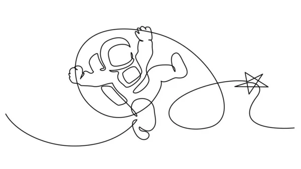 宇宙飛行士のロゴが連続線画ベクトル — ストックベクタ