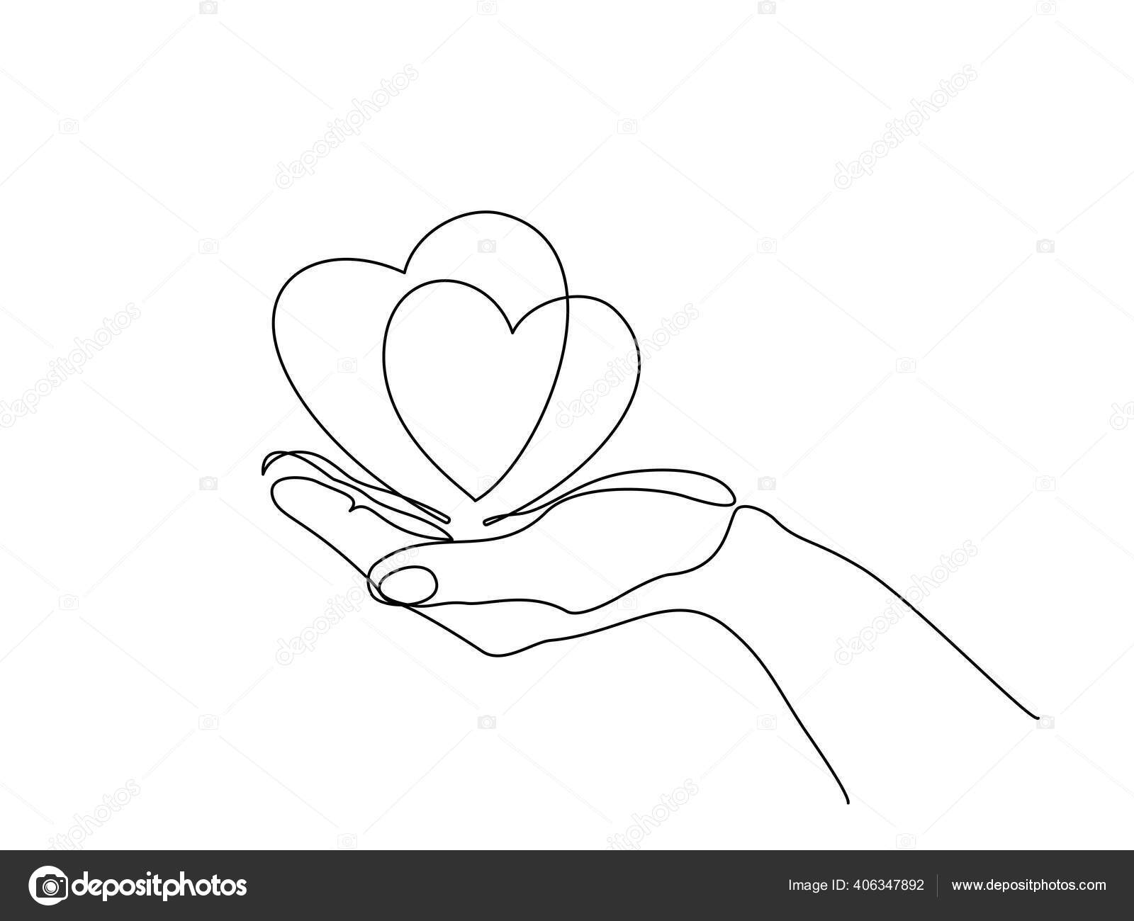 Hand holding heart sign. Continuous one line art Stock Vector by ©Valenty  406347892, image size:1600x1300