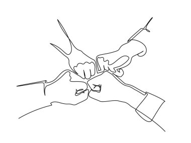 Yumruk tokuşturan ekibin sürekli çizgileri.