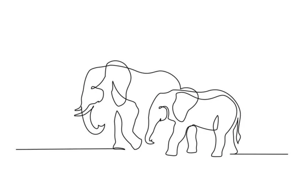 Ελέφαντας με το σύμβολο του μωρού. σχέδιο μιας γραμμής — Διανυσματικό Αρχείο