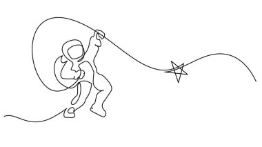 Astronot logosu Bir sürekli çizgi vektörü çizer