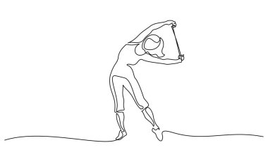 Kadınlar esneme egzersizlerini bir çizgi çekerek yaparlar.