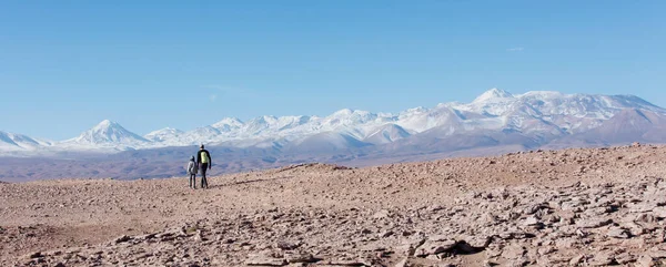 Voltar Visão Panorâmica Família Dois Pai Filho Caminhadas Caminhadas Juntos — Fotografia de Stock