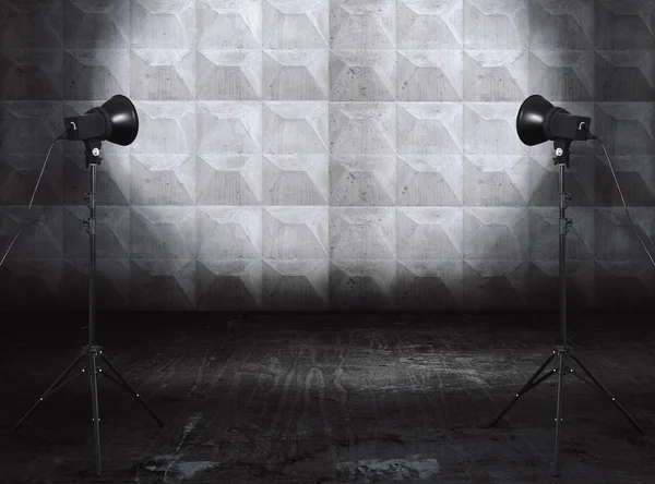 Grunge 房间与混凝土墙体 城市背景照片工作室 — 图库照片