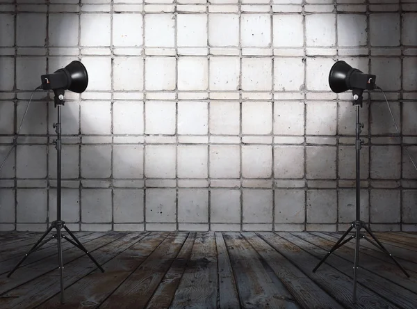 Studio Photo Dans Une Ancienne Chambre Avec Mur Briques — Photo