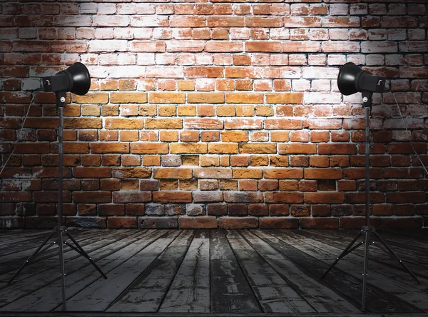 Studio Photo Dans Une Ancienne Chambre Avec Mur Briques — Photo