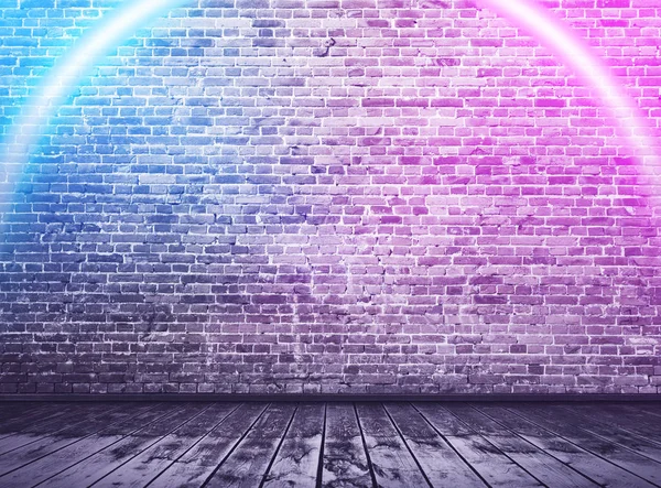 bricks interior background with neon lights