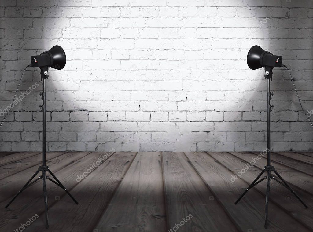 photo studio in old room with brick wall