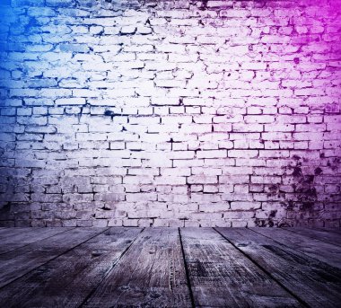 neon ışıkları ile tuğla iç arka plan