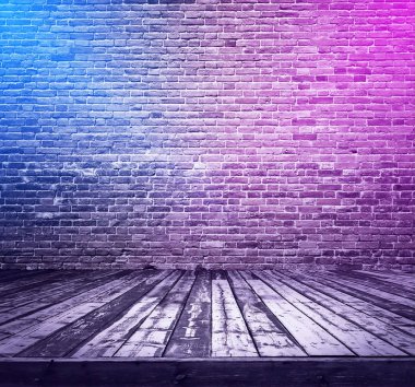 neon ışıkları ile tuğla iç arka plan