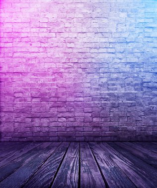 neon ışıkları ile tuğla iç arka plan