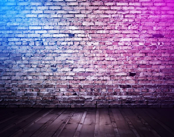 bricks interior background with neon lights