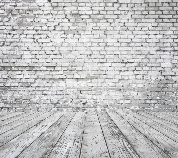 Altes Weißes Zimmer Mit Backsteinwand Vintage Hintergrund — Stockfoto