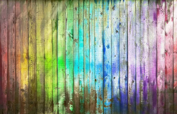 カラフルな木製の背景のテクスチャです 色とりどりの板壁 — ストック写真