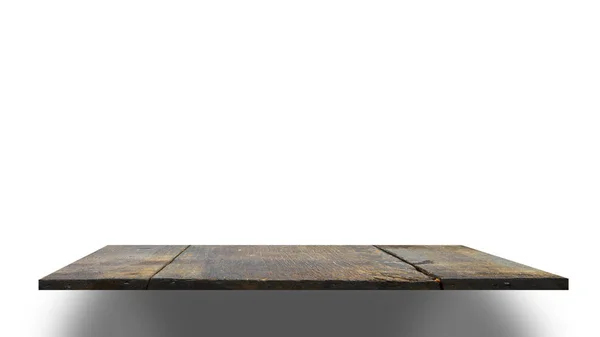 Empty Wooden Shelf Isolated White Background — Stock Photo, Image