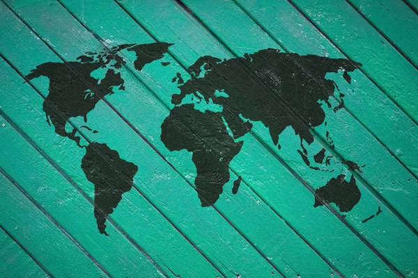 World Map Old Wooden Wall — Stock Photo, Image
