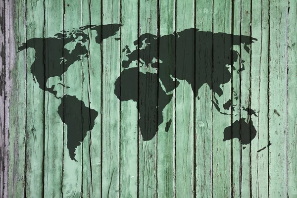 World Map Old Wooden Wall — Stock Photo, Image