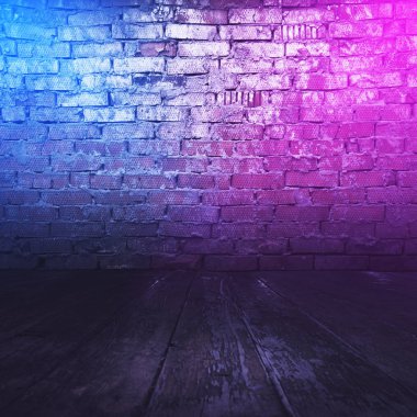 neon ışıkları ile tuğla iç arka plan
