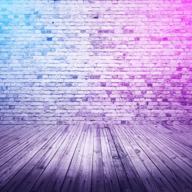 neon ışıkları ile tuğla iç arka plan