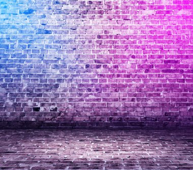 neon ışıkları ile tuğla iç arka plan