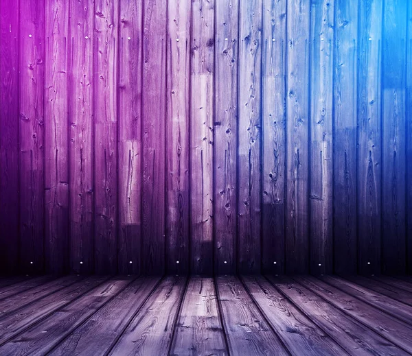 Dřevěné Interiérové Pozadí Neony — Stock fotografie