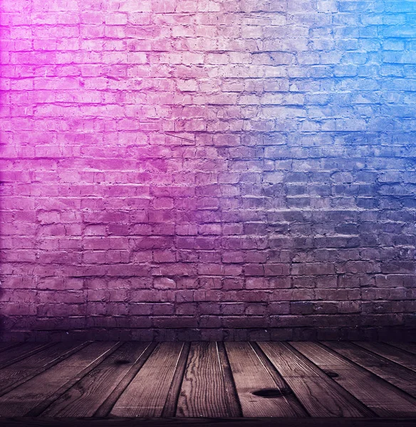 bricks interior background with neon lights