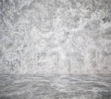 Beton duvarlı boş oda, gri arkaplan