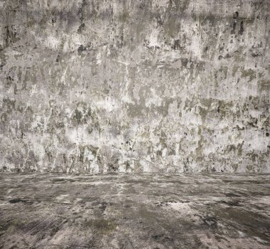 Beton duvarlı boş oda, gri arkaplan