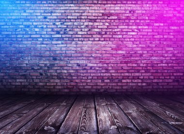 neon ışıkları ile tuğla iç arka plan
