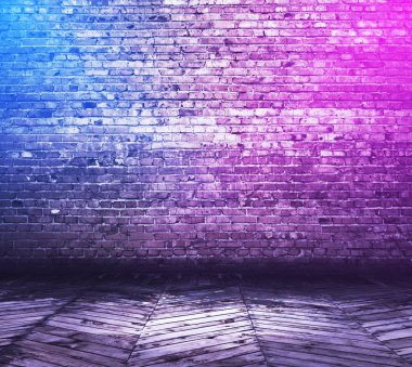 neon ışıkları ile tuğla iç arka plan