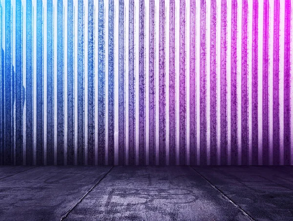 Metallischer Innenhintergrund Mit Neonlichtern — Stockfoto