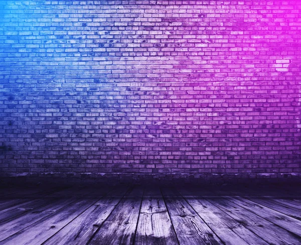 bricks interior background with neon lights