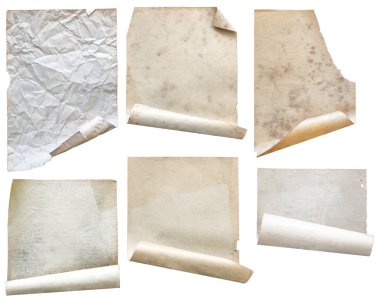 eski kağıtlar beyaz arkaplanda izole edildi