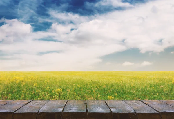 Tabel met veld — Stockfoto