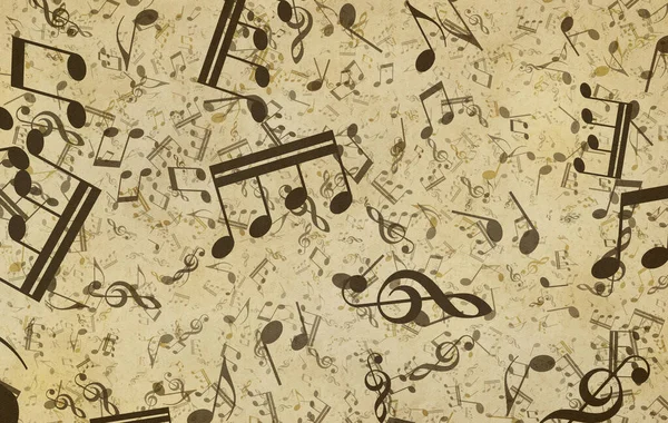 Grunge Fondo Musical Textura Papel Viejo Notas Musicales — Foto de Stock