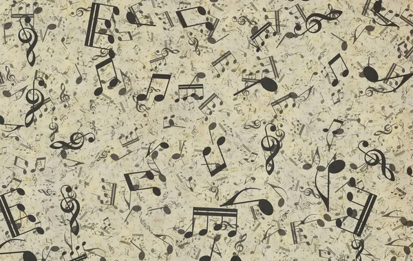 Grunge Müzik Geçmişi Eski Kağıt Doku Müzik Notaları — Stok fotoğraf