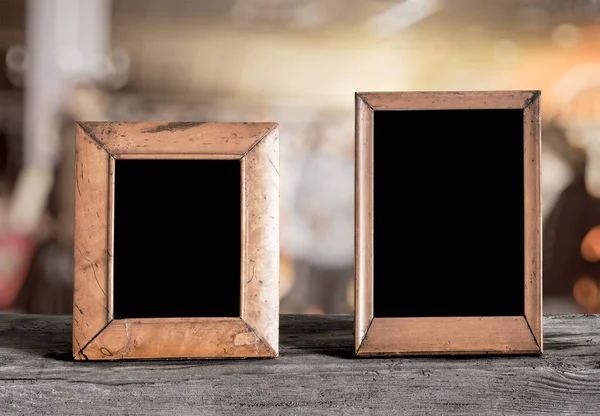 Photo Frames Wooden Table Living Room — Stock Photo, Image