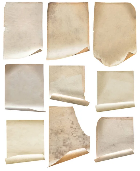 Oude Papieren Geïsoleerd Witte Achtergrond — Stockfoto